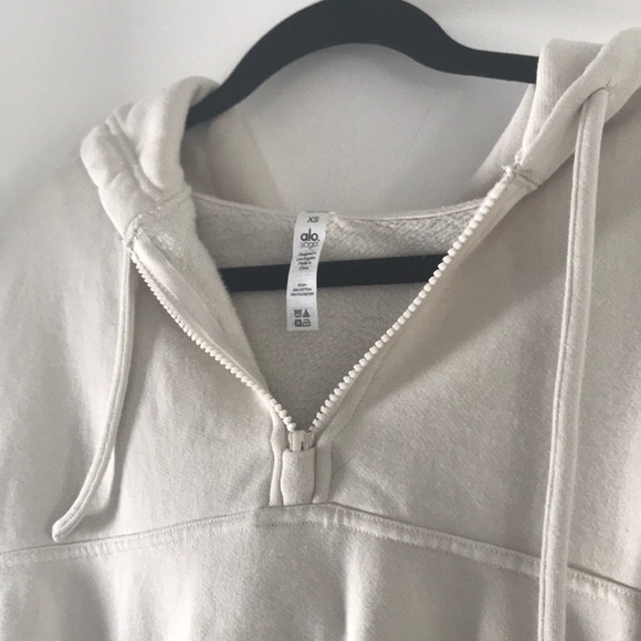 Alo Stadium Half Zip Hoodie - Bone - Picture 5 of 8